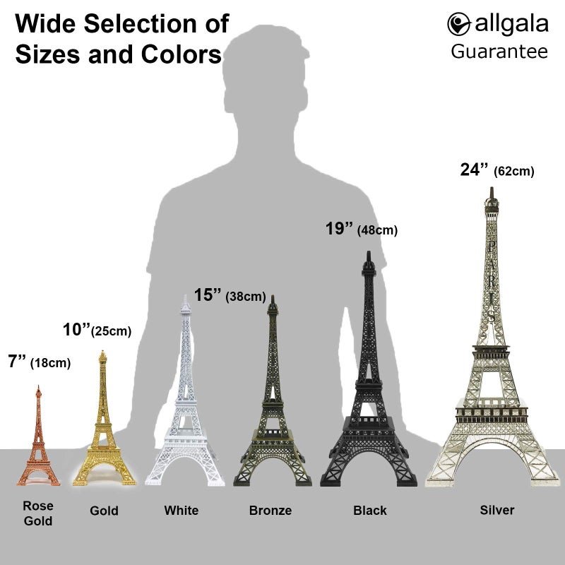 allgala 19 Inch 48CM Eiffel Tower Statue Decor Alloy Metal-Silver (EF19-86194) - Image 5